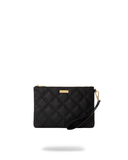 NOIR QUILT GOLD CHAIN SHARK CROSSOVER CLUTCH