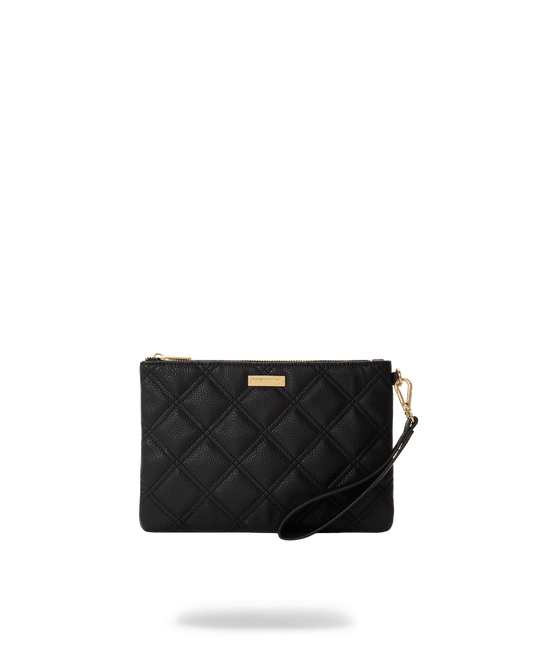 NOIR QUILT GOLD CHAIN SHARK CROSSOVER CLUTCH