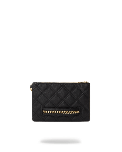NOIR QUILT GOLD CHAIN SHARK CROSSOVER CLUTCH