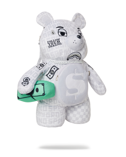 SPLIT THE CHECK (PEARL) MONEYBEAR TEDDYBEAR BACKPACK