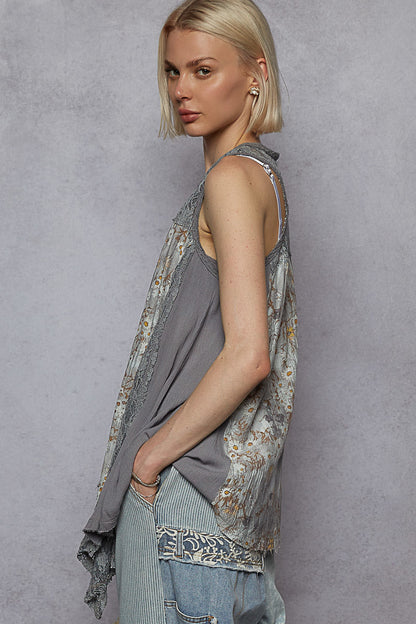 POL Sleevless Floral Cardigan Vest