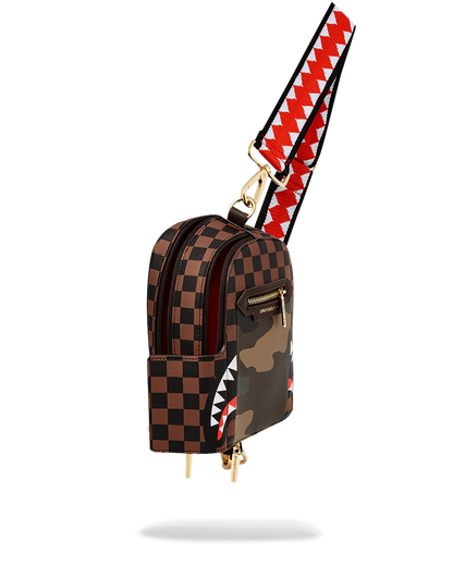 EXTERIOR GOLD ZIP POCKET SHARKS IN PARIS BACKPACK SLING