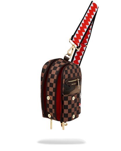 EXTERIOR GOLD ZIP POCKET SHARKS IN PARIS BACKPACK SLING