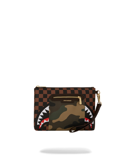EXTERIOR GOLD ZIP POCKET SHARKS IN PARIS CROSSOVER CLUTCH