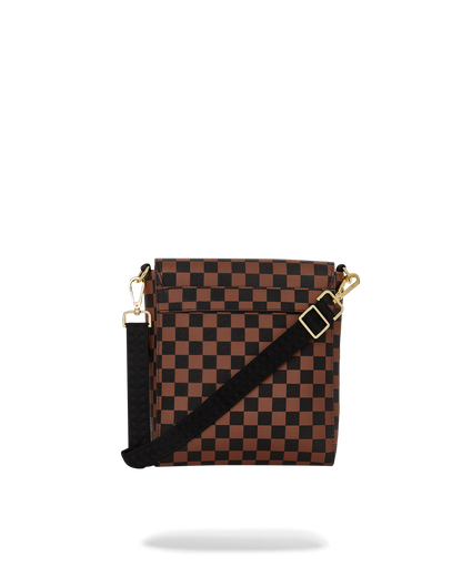 EXTERIOR GOLD ZIP POCKET SHARKS IN PARIS MESSENGER SLING BAG
