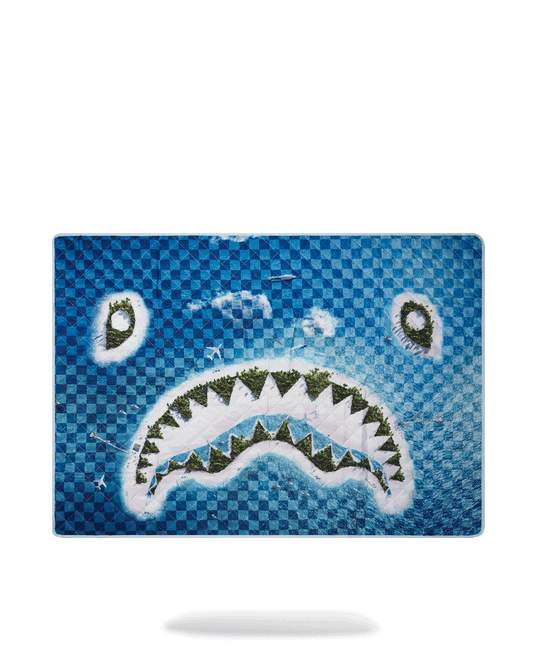 SHARK ISLAND PACKABLE BEACH MAT BLANKET WATER RESISTANT CONVERTIBLE TOTE
