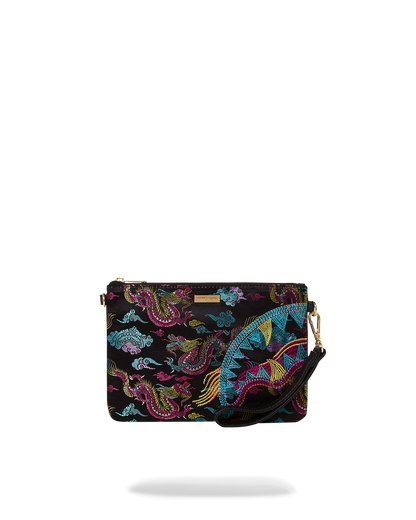 EMBROIDERED DRAGONS CROSSOVER CLUTCH
