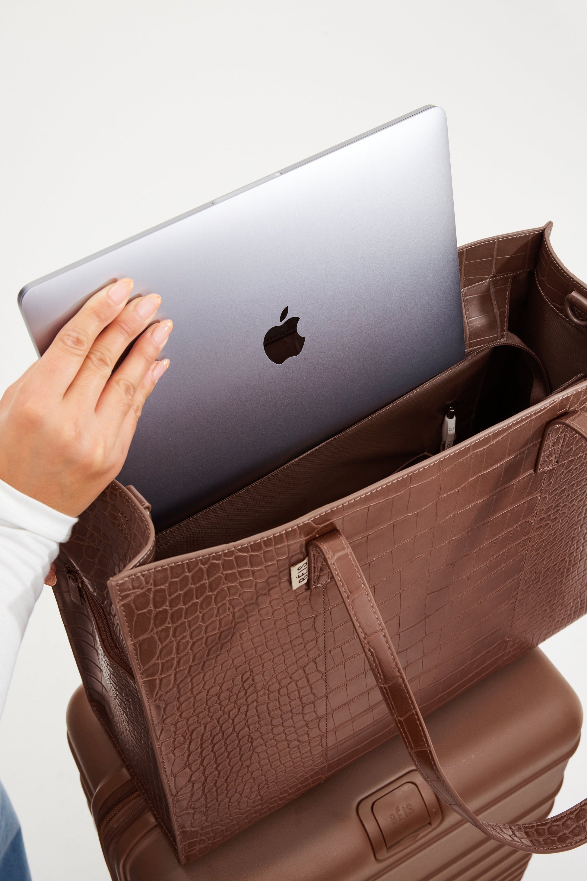 The Large Work Tote in Maple Croc