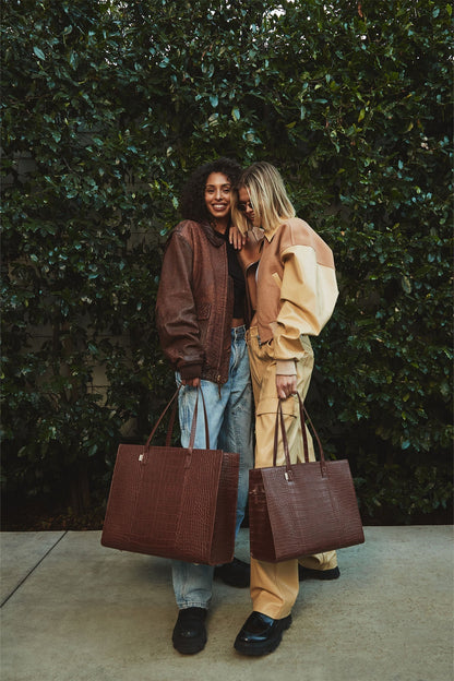 The Large Work Tote in Maple Croc