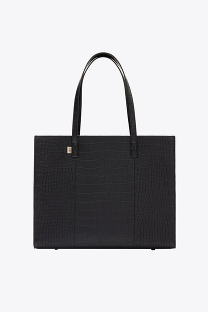 The Large Work Tote in Black Croc