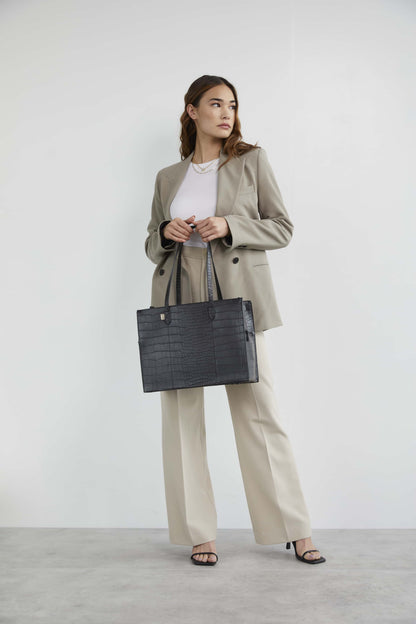 Resale The Work Tote in Black Croc