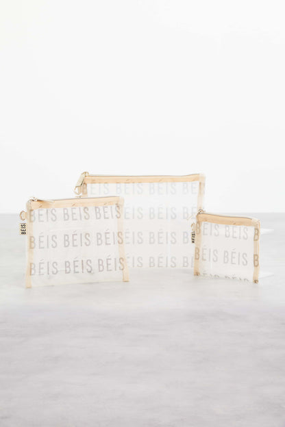The Mesh Pouch Trio in Beige