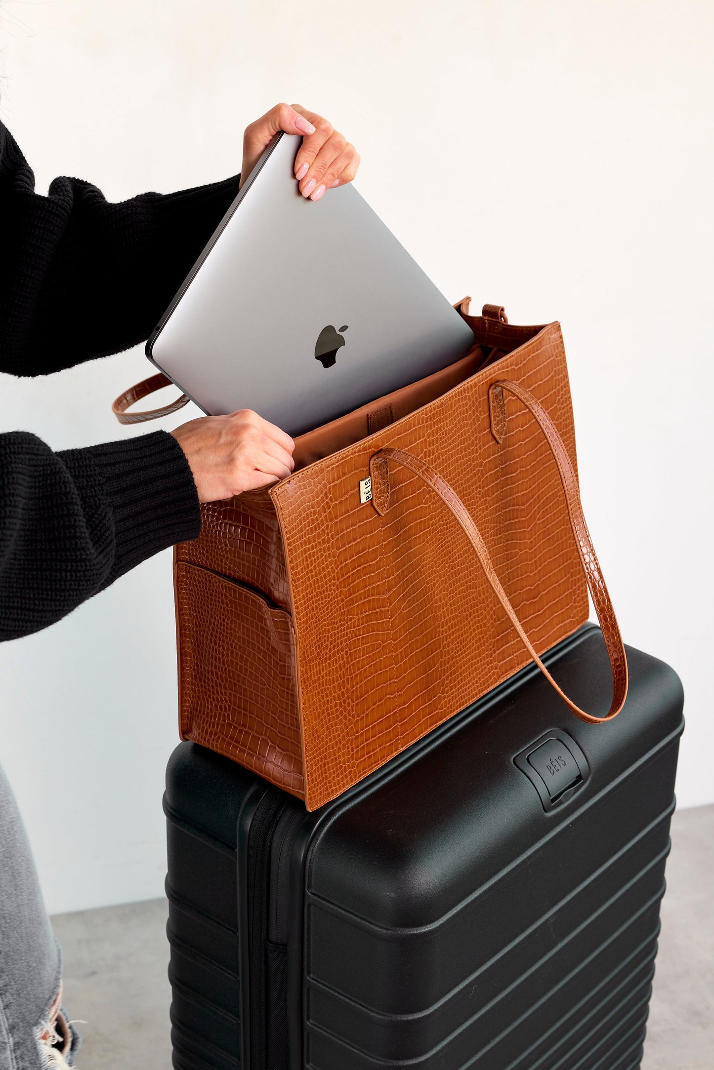 Resale The Work Tote in Cognac Croc