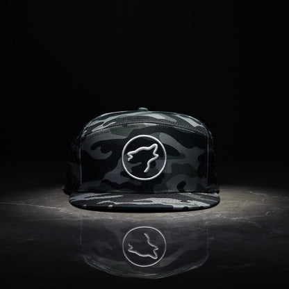 Flat Bill Snapback Hat Gunmetal Camo