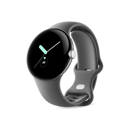 Google - Pixel Watch Silver Stainless Steel Smartwatch 41mm with Charcoal Active Band LTE - Silver/Charcoal