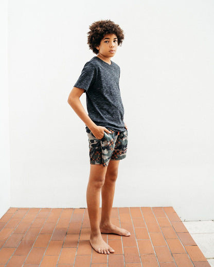 KIDS CAMO CHECKERED SWIM TRUNKS