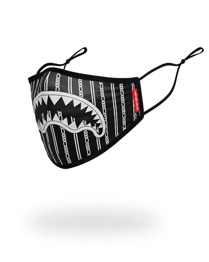 ADULT REVERSE SHARKS IN PARIS (BLACK) FORM FITTING FACE MASK