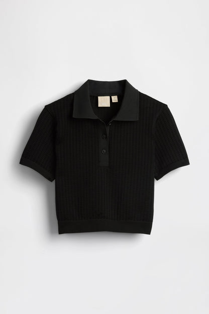 GAP X BEIS Seamless Cropped Polo in Black