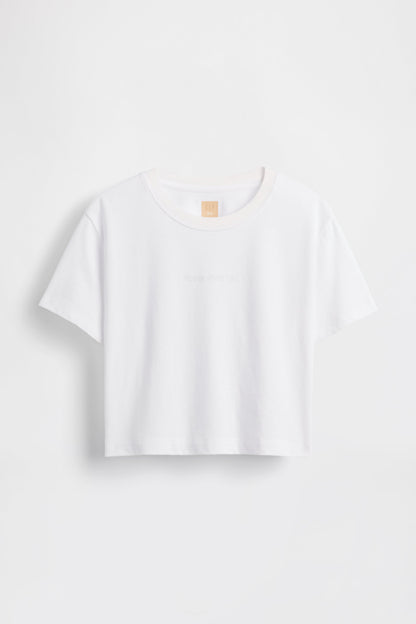 GAP X BEIS Cropped Graphic T-Shirt in Optic White