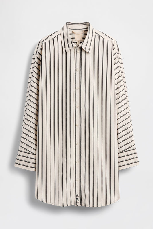 GAP X BEIS Oversized Big Stripe Shirt in Khaki Black Stripe