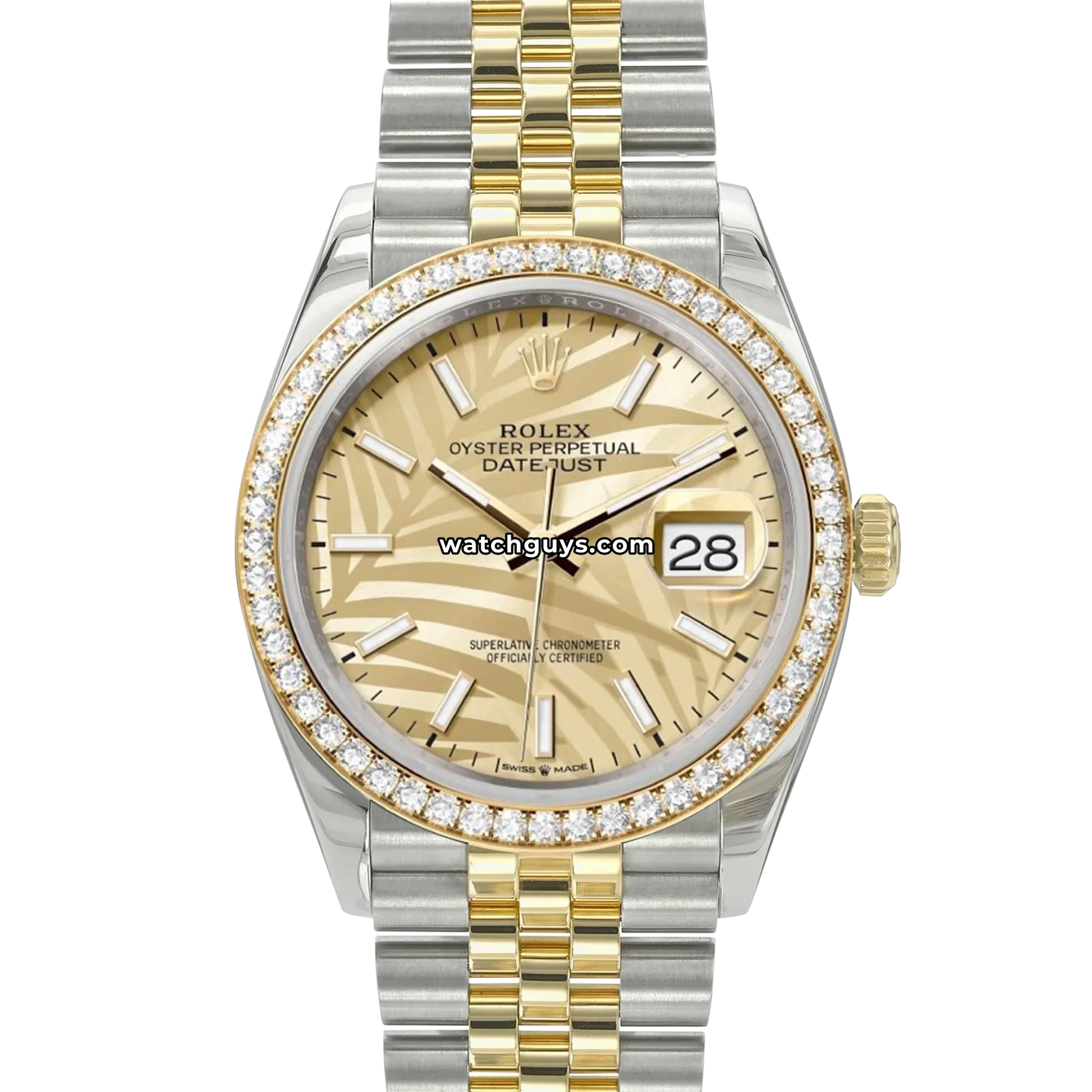 Rolex Datejust 126283RBR Palm Motif Champagne Diamond