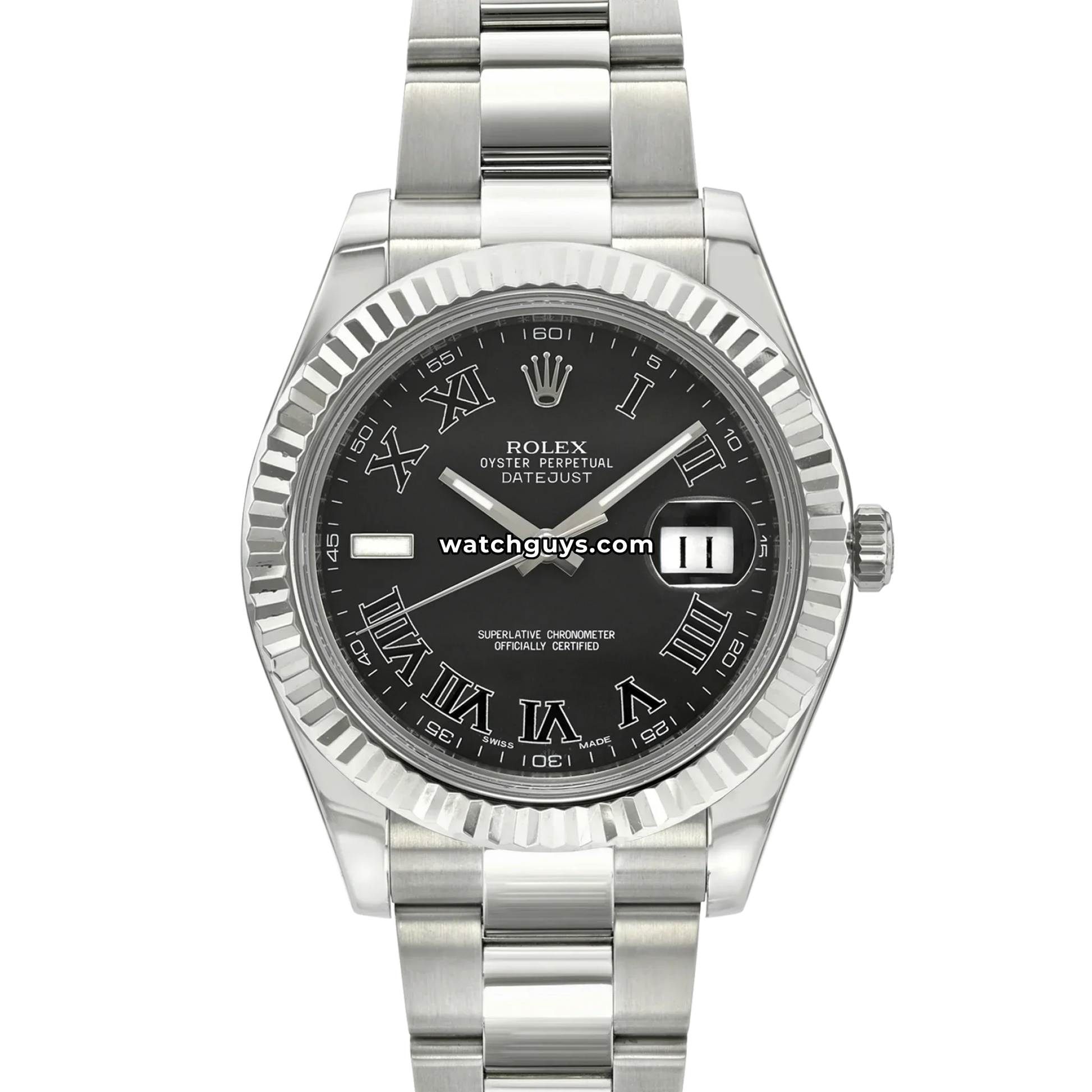 Rolex Datejust 116334 Black Roman Stainless Steel Oyster