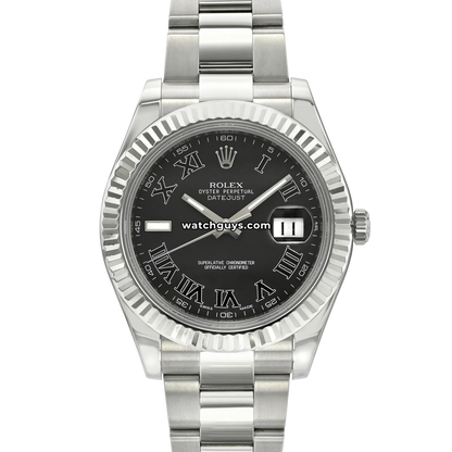 Rolex Datejust 116334 Black Roman Stainless Steel Oyster