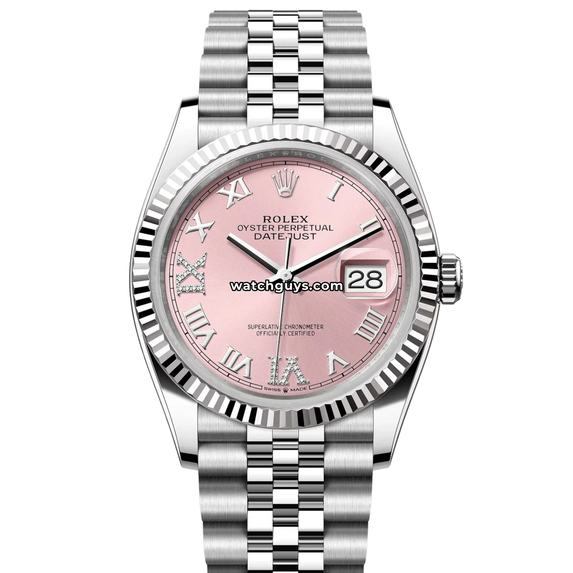 Rolex Datejust 126234 Pink Diamond Stainless Steel Jubilee