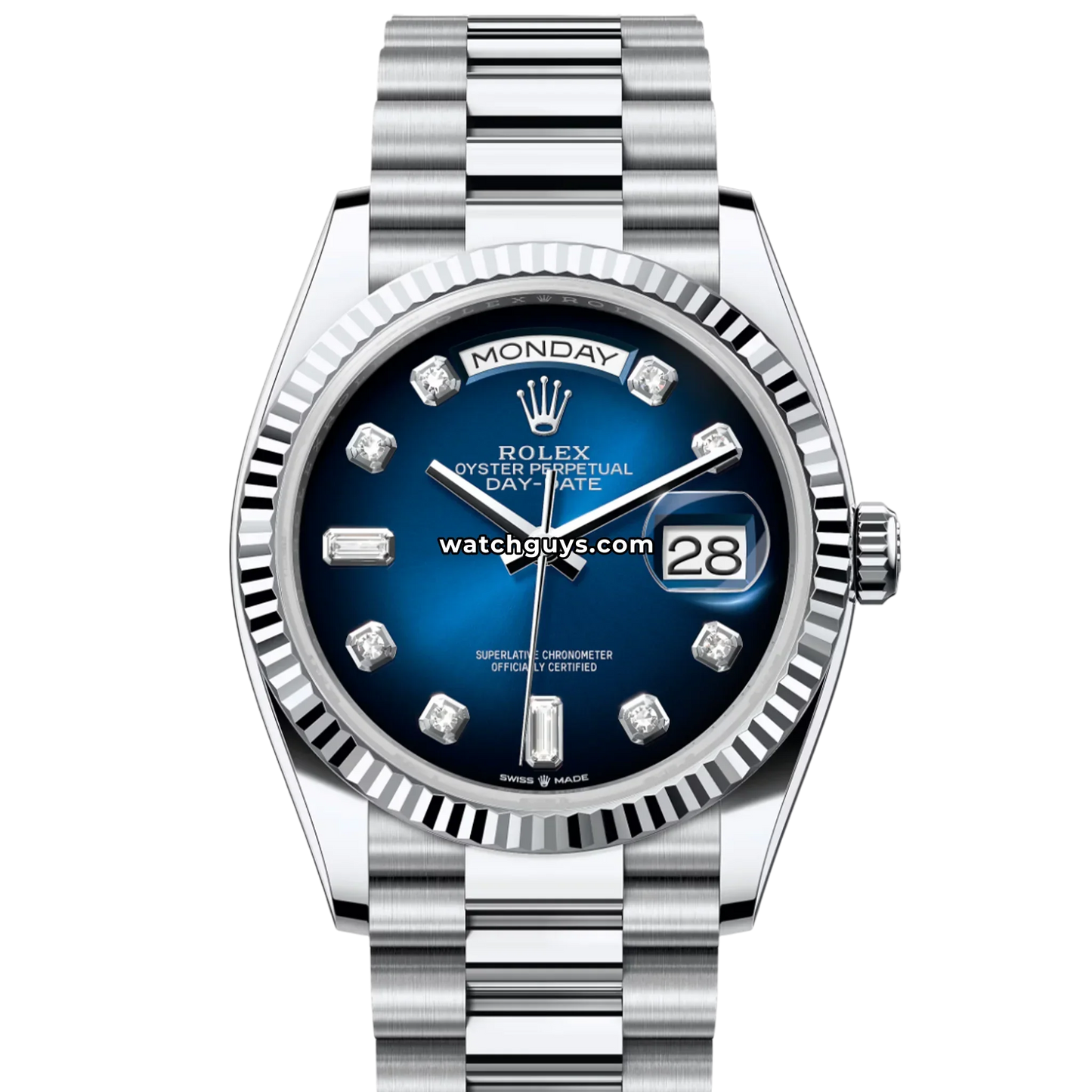 Rolex Day-Date 128236 Platinum Blue Ombre Diamond President