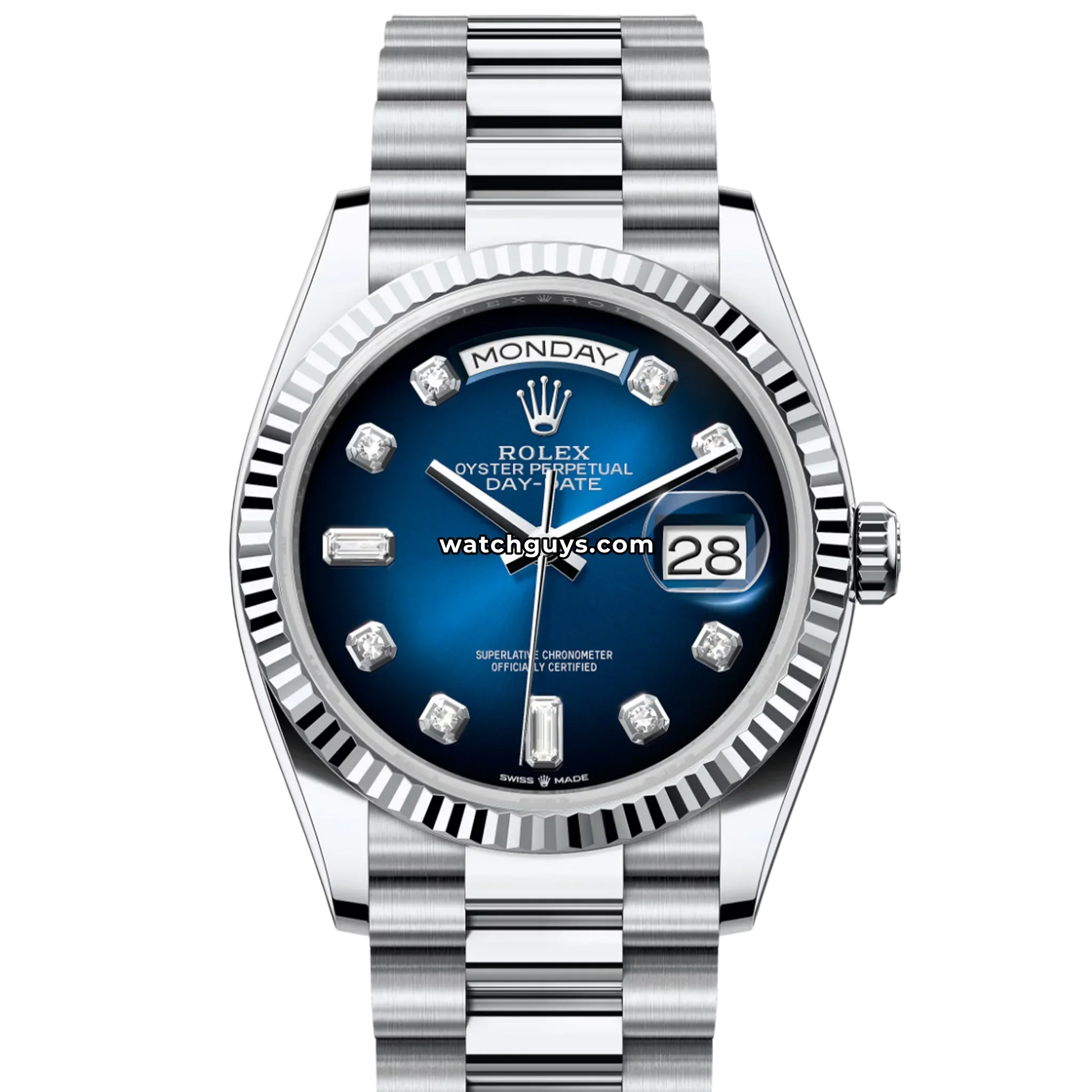 Rolex Day-Date 128236 Platinum Blue Ombre Diamond President