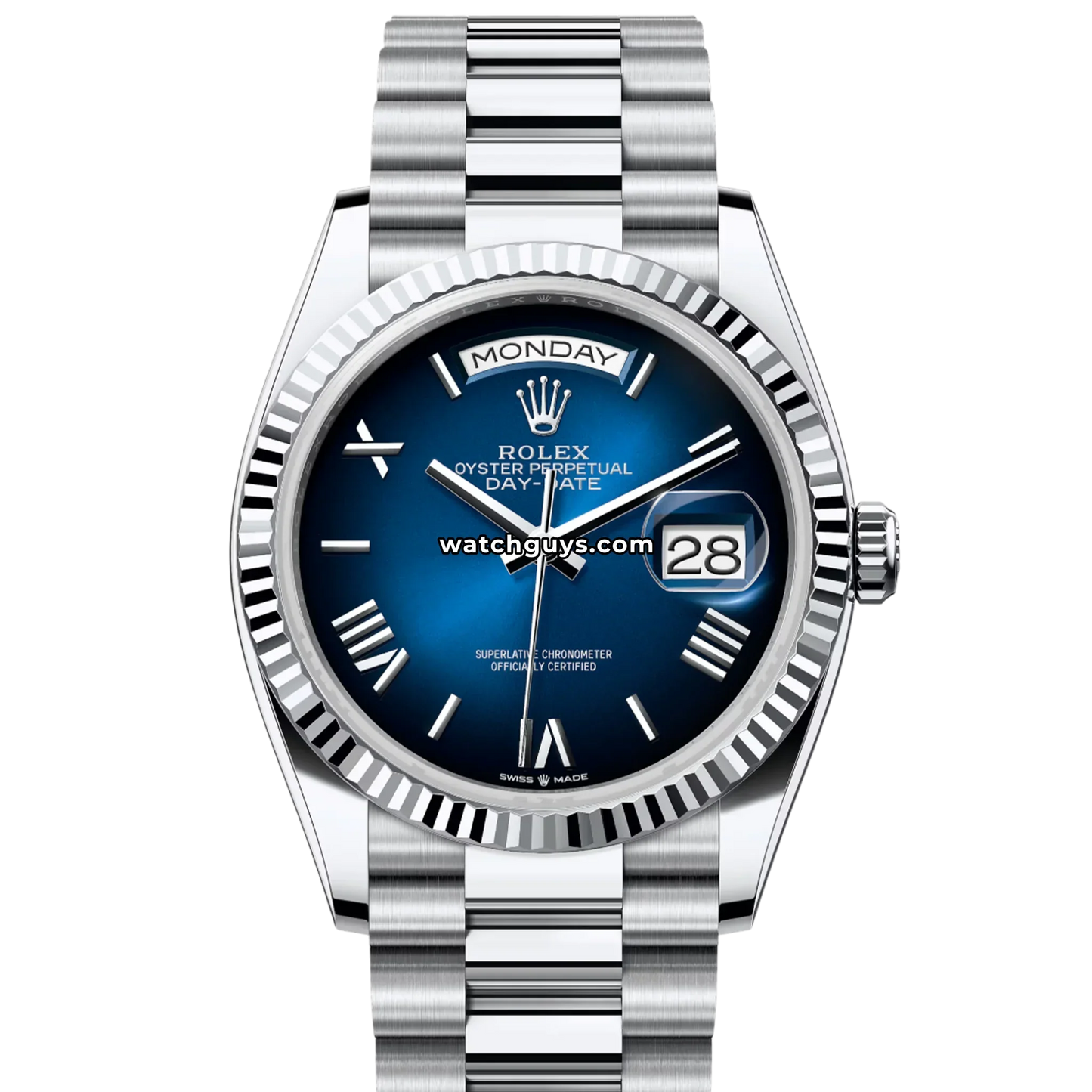 Rolex Day-Date 128236 Platinum Blue Ombre Roman President