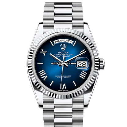 Rolex Day-Date 128236 Platinum Blue Ombre Roman President