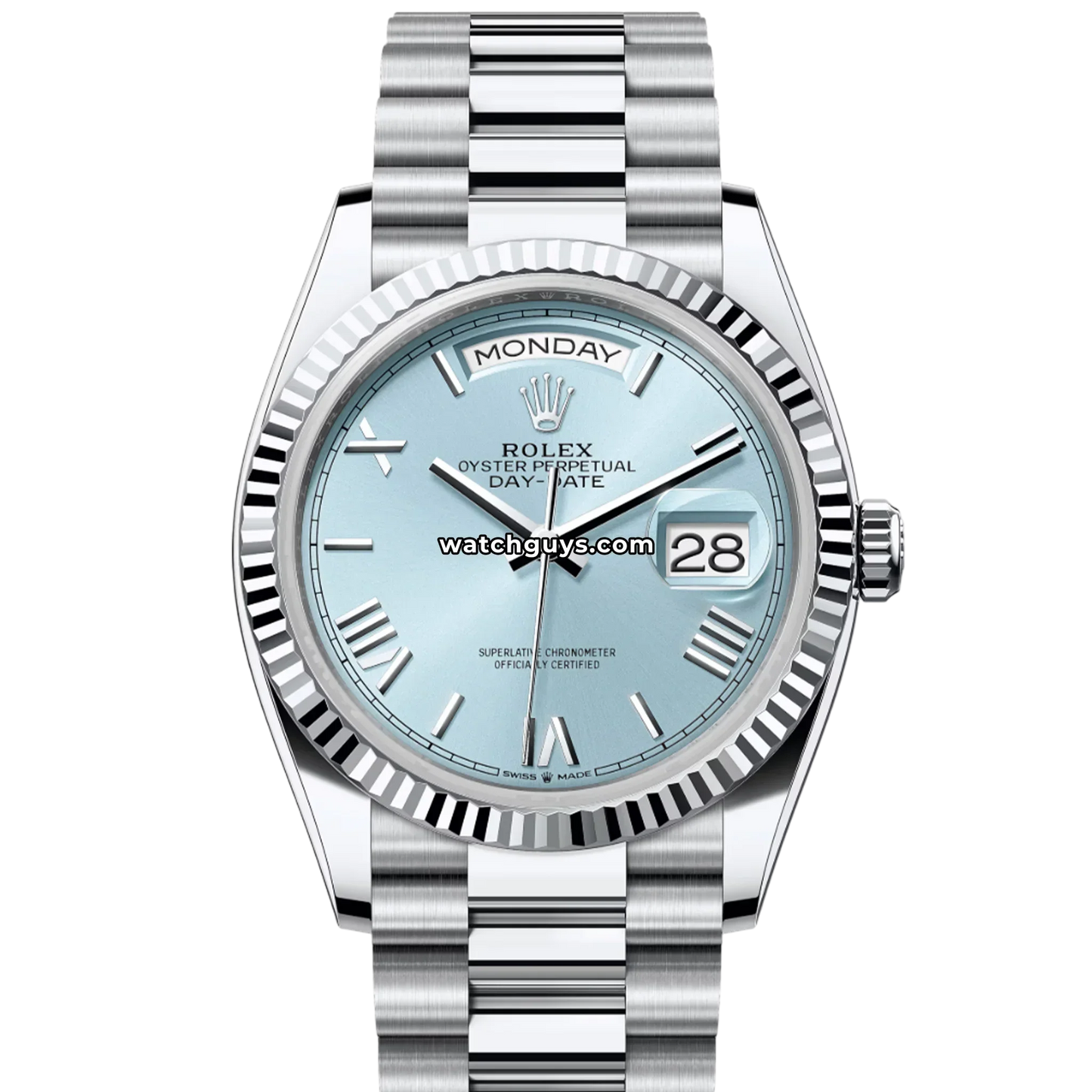 Rolex Day-Date 128236 Platinum Ice Blue Roman President
