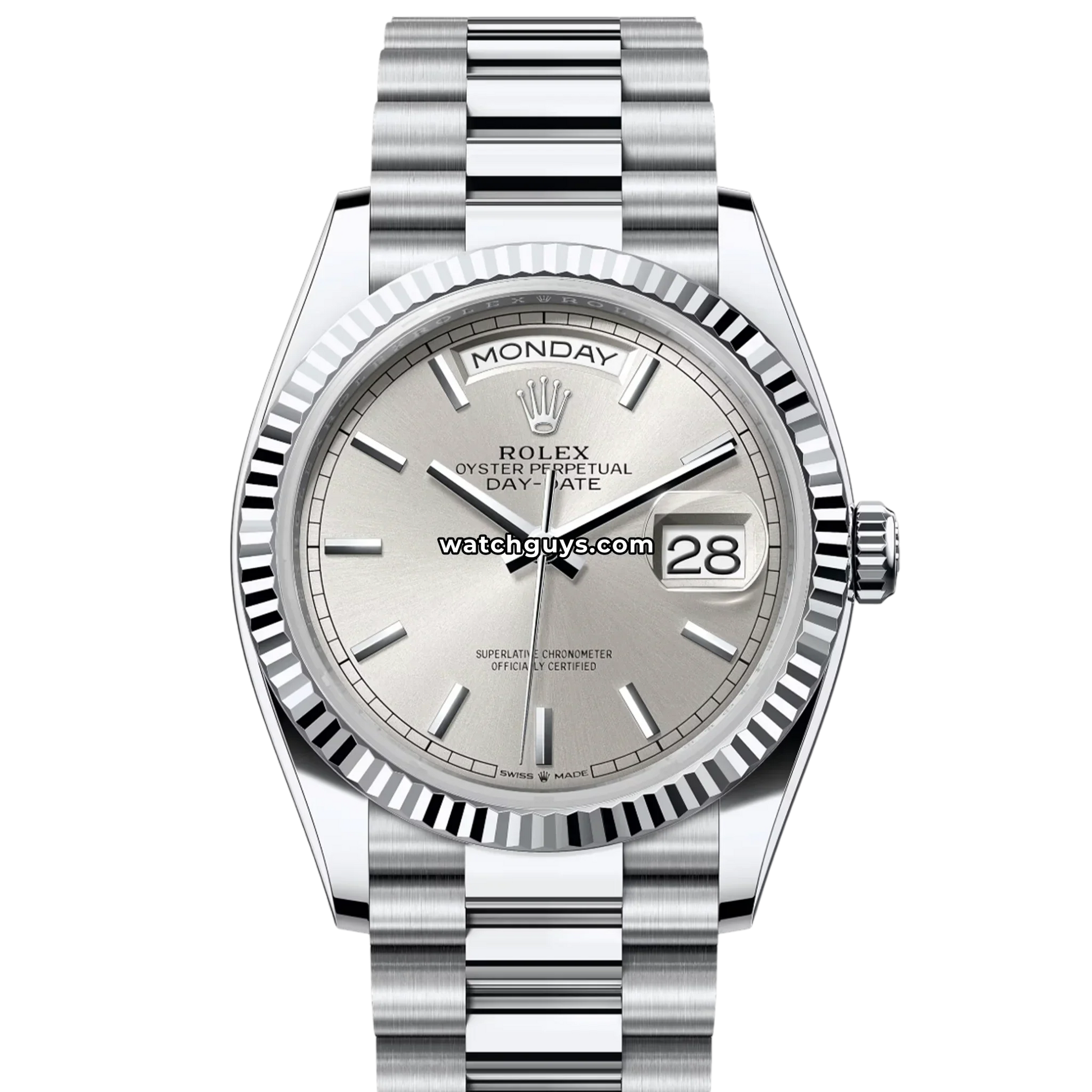 Rolex Day-Date 128236 Platinum Silver Index President