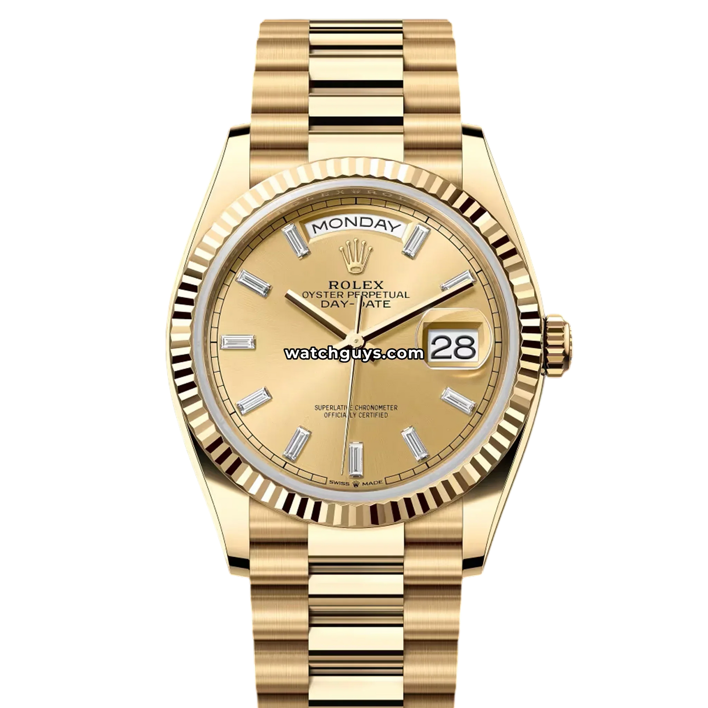 Rolex Day-Date 128238 Champagne Baguette Diamond