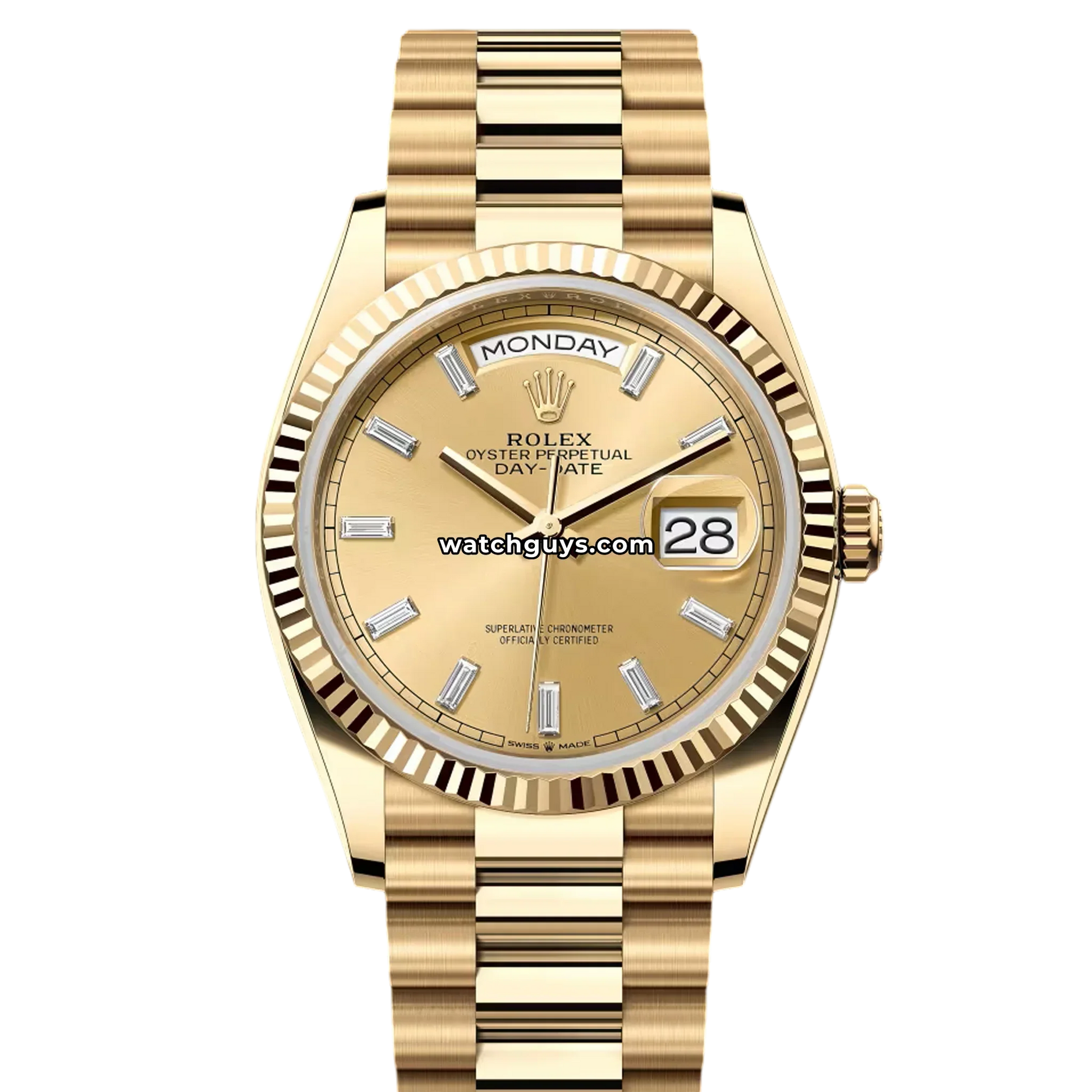 Rolex Day-Date 128238 Champagne Baguette Diamond