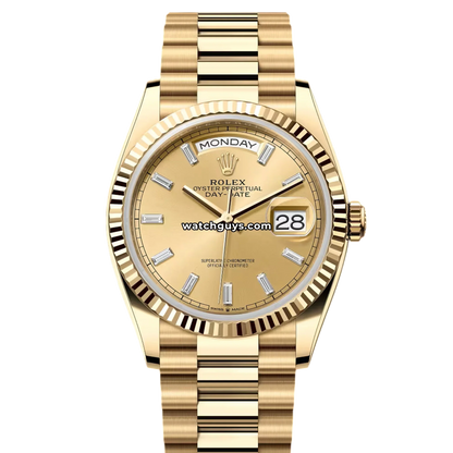 Rolex Day-Date 128238 Champagne Baguette Diamond