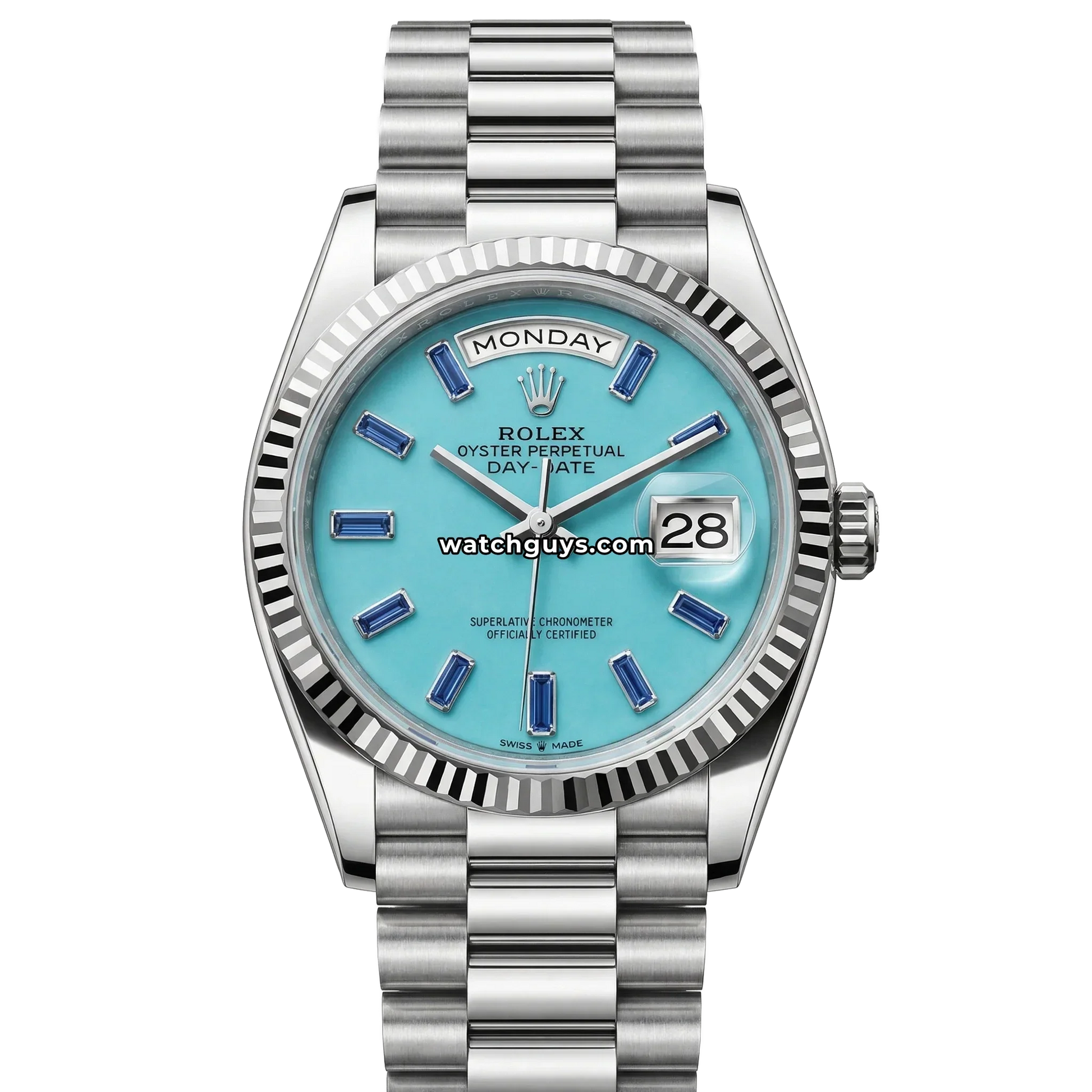 Rolex Day-Date 128239 Turquoise Baguette Sapphire