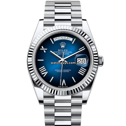 Rolex Day-Date 228236 Platinum Blue Ombre Roman President