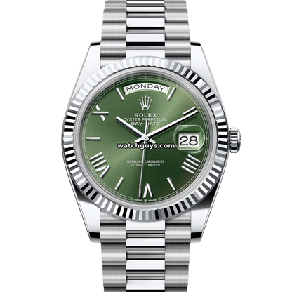 Rolex Day-Date 228236 Platinum Green Roman President