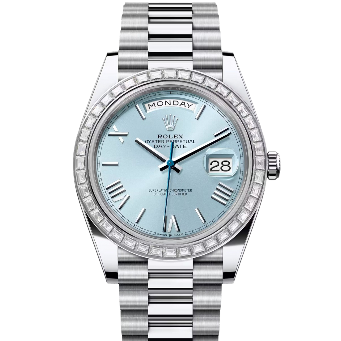 Rolex Day-Date 228396TBR Platinum Ice Blue Roman