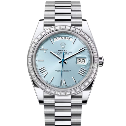 Rolex Day-Date 228396TBR Platinum Ice Blue Roman
