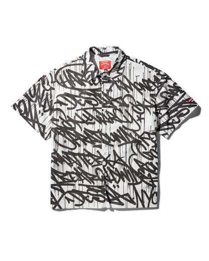 GRAFFITI SHORT SLEEVE BUTTON FRONT SHIRT