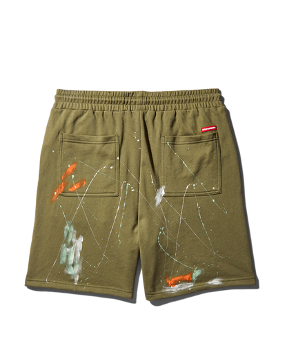 PAINT SPLAT KNIT SHORTS (GREEN)