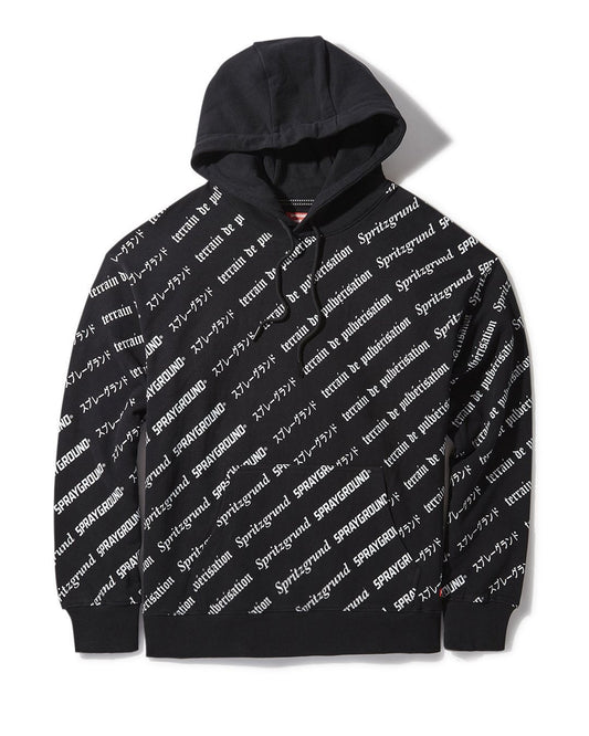 SG LOGO REPEAT HOODIE PULLOVER BLACK