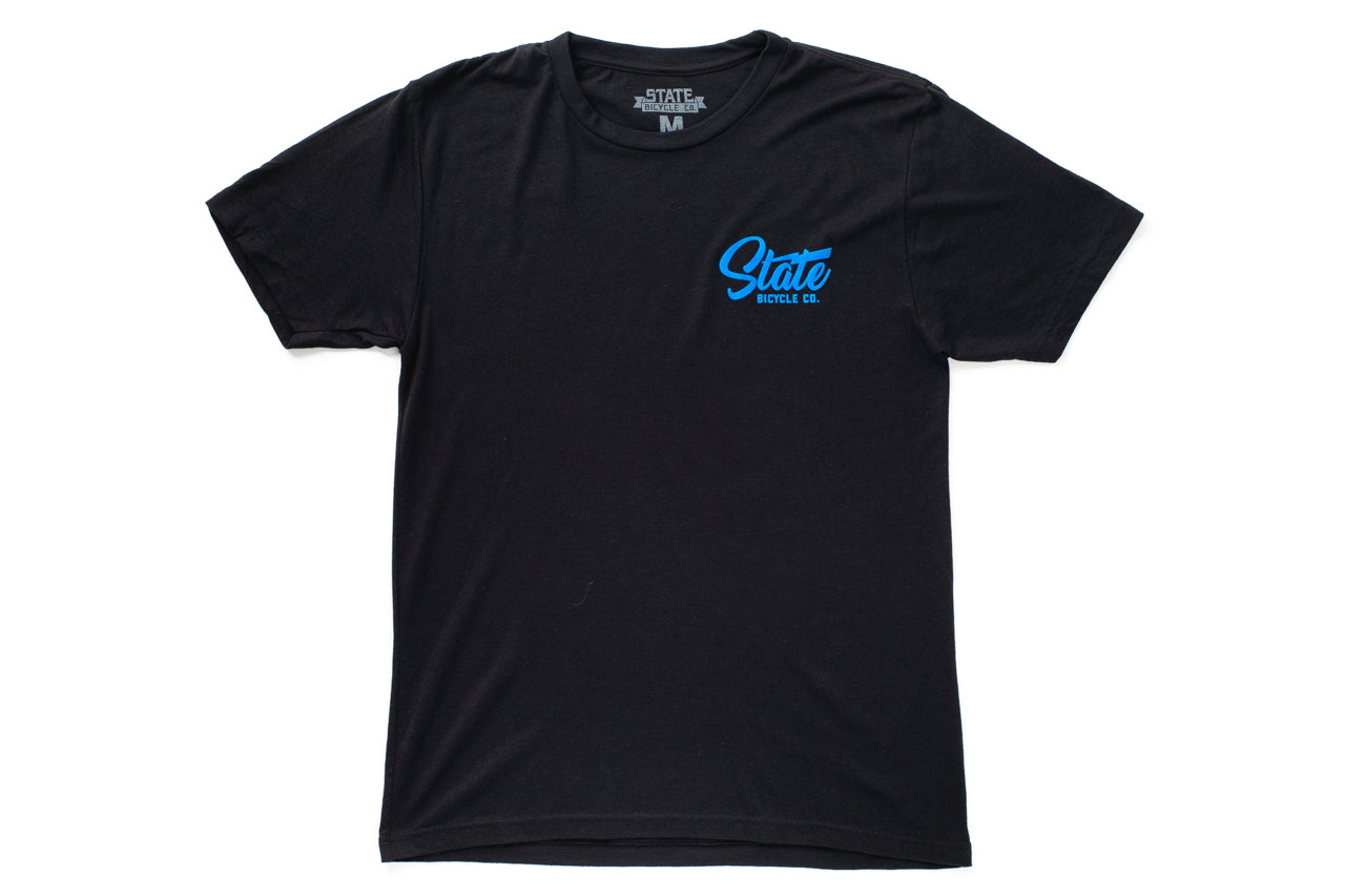 State Bicycle Co. - "Manufacturing The Finest" - Premium T-Shirt (Black / Blue)