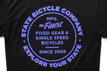 State Bicycle Co. - "Manufacturing The Finest" - Premium T-Shirt (Black / Purple)