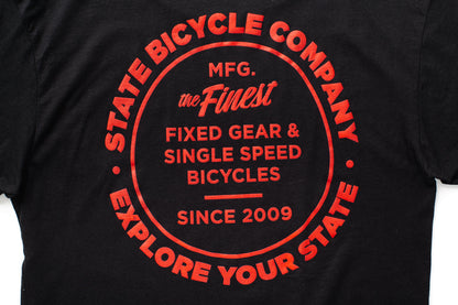 State Bicycle Co. - "Manufacturing The Finest" - Premium T-Shirt (Black / Red)