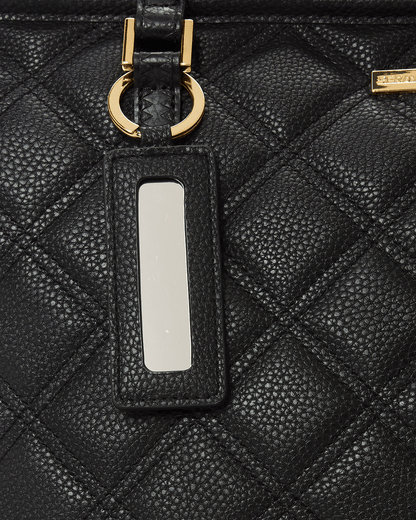 NOIR QUILT GOLD CHAIN SHARK TOTE