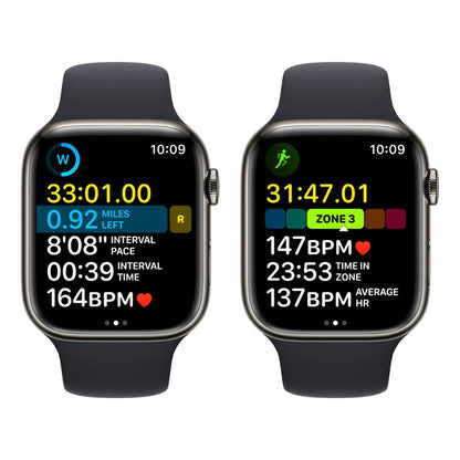 Apple Watche Series 8 GPS+Cell 45mm Stainless Steel - Midnight Sport Band - M/L - MNW23LL/A